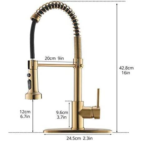 Commercial Brushed Nickel Kitchen Faucet With Pull Down Sprayer, Single Lever Kitchen Sink Faucet With Deck Plate 2 Commercial Brushed Nickel Kitchen Faucet With Pull Down Sprayer, Single Lever Kitchen Sink Faucet With Deck Plate - Image 2