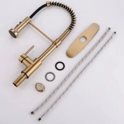 Commercial Brushed Nickel Kitchen Faucet With Pull Down Sprayer, Single Lever Kitchen Sink Faucet With Deck Plate 13 Commercial Brushed Nickel Kitchen Faucet With Pull Down Sprayer, Single Lever Kitchen Sink Faucet With Deck Plate -Tahanbath brushed gold tahanbath pull down kitchen faucets z w1932p172308 fa 1000