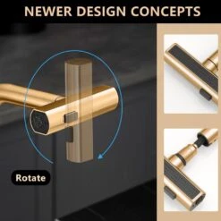 Kitchen Sink Faucet, Nickel Gold Kitchen Faucets With Pull Out Sprayer, Bar Faucet Single Hole Faucet -Tahanbath brushed gold tahanbath pull down kitchen faucets z w1932p218070 44 1000