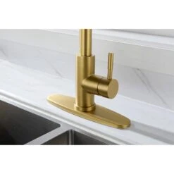 Brushed Gold 22.44 In. H Pull Down Sprayer Kitchen Faucet With 360 ° Spout Swivel -Tahanbath brushed gold tahanbath pull down kitchen faucets z w2287141942 76 1000