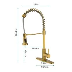 Brushed Gold 22.44 In. H Pull Down Sprayer Kitchen Faucet With 360 ° Spout Swivel -Tahanbath brushed gold tahanbath pull down kitchen faucets z w2287141942 d4 1000