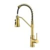 18.7 In. H Single Handle Pull Out Sprayer Kitchen Faucet With 360° Spout Swivel In Brushed Gold