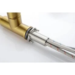 Single Handle Kitchen Sink Faucet With Pull Out Sprayer In Brushed Gold -Tahanbath brushed gold tahanbath pull out kitchen faucets y w2287 p154031 1f 1000