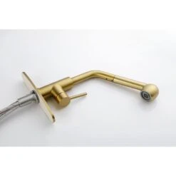 Single Handle Kitchen Sink Faucet With Pull Out Sprayer In Brushed Gold -Tahanbath brushed gold tahanbath pull out kitchen faucets y w2287 p154031 4f 1000