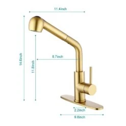 Single Handle Kitchen Sink Faucet With Pull Out Sprayer In Brushed Gold -Tahanbath brushed gold tahanbath pull out kitchen faucets y w2287 p154031 fa 1000