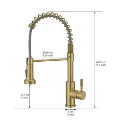 Single Handle Pull Out Sprayer Kitchen Faucet In Brushed Gold -Tahanbath brushed gold tahanbath pull out kitchen faucets z1325 33ng c3 1000