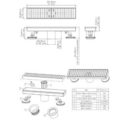 2.75 In. W X 12 In D Grid Shower Drain Stainless Steel Decorative Drain Cover With Brushed Gold -Tahanbath brushed gold tahanbath shower drains q pzz 7002lsj 12 76 1000