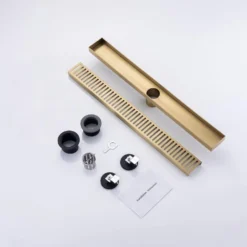 2.75 In. W X 24 In. D Grid Shower Drain Stainless Steel Decorative Drain Cover With Brushed Gold 14 2.75 In. W X 24 In. D Grid Shower Drain Stainless Steel Decorative Drain Cover With Brushed Gold -Tahanbath brushed gold tahanbath shower drains q pzz 7002lsj 24 c3 1000