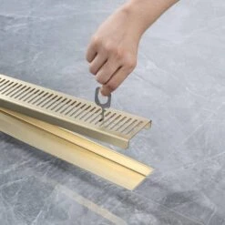 2.75 In. W X 28 In. D Stainless Steel Decorative Drain Cover With Brushed Gold -Tahanbath brushed gold tahanbath shower drains q pzz 7002lsj 28 31 1000