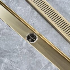 2.75 In. W X 28 In. D Stainless Steel Decorative Drain Cover With Brushed Gold -Tahanbath brushed gold tahanbath shower drains q pzz 7002lsj 28 4f 1000