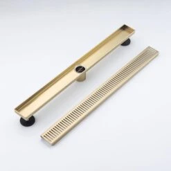 2.75 In. W X 28 In. D Stainless Steel Decorative Drain Cover With Brushed Gold -Tahanbath brushed gold tahanbath shower drains q pzz 7002lsj 28 c3 1000