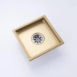 6 In W X 6 In D Stainless Steel Decorative Drain Cover With Brushed Gold -Tahanbath brushed gold tahanbath shower drains q pzz 7003lsj 6 4f 1000