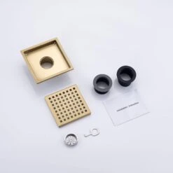 6 In W X 6 In D Stainless Steel Decorative Drain Cover With Brushed Gold -Tahanbath brushed gold tahanbath shower drains q pzz 7003lsj 6 fa 1000