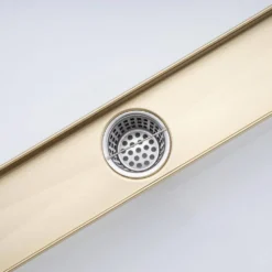 2.75 In. W X 24 In. D Stainless Steel Decorative Drain Cover With Brushed Gold -Tahanbath brushed gold tahanbath shower drains q pzz 7006lsj 24 1f 1000