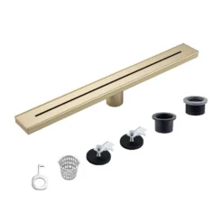 2.75 In. W X 24 In. D Stainless Steel Decorative Drain Cover With Brushed Gold