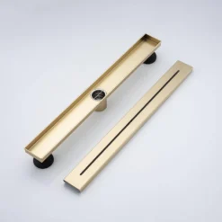 2.75 In. W X 24 In. D Stainless Steel Decorative Drain Cover With Brushed Gold -Tahanbath brushed gold tahanbath shower drains q pzz 7006lsj 24 c3 1000