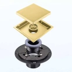 6 In. Square Shower Floor Drain -Tahanbath brushed gold tahanbath shower drains z w2287p146647 1f 1000
