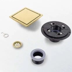 6 In. Square Shower Floor Drain -Tahanbath brushed gold tahanbath shower drains z w2287p146647 4f 1000