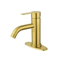 Single Handle Bathroom Sink Faucet In Brushed Gold