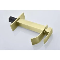 Waterfall Spout Single Handle Bathroom Sink Faucet In Brushed Gold -Tahanbath brushed gold tahanbath single hole bathroom faucets y w2287 p154604 1f 1000
