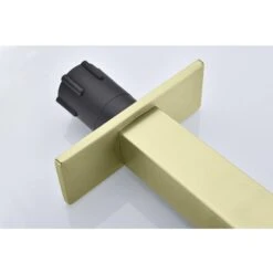 Waterfall Spout Single Handle Bathroom Sink Faucet In Brushed Gold -Tahanbath brushed gold tahanbath single hole bathroom faucets y w2287 p154604 4f 1000