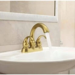 Brushed Gold 2-Handle Bathroom Faucet: 360° Rotating Spout, Crescent Moon Design -Tahanbath brushed gold tahanbath single hole bathroom faucets z t3177p277486 31 1000