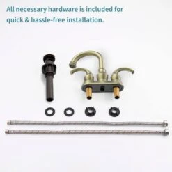 Brushed Gold 2-Handle Bathroom Faucet: 360° Rotating Spout, Crescent Moon Design -Tahanbath brushed gold tahanbath single hole bathroom faucets z t3177p277486 44 1000