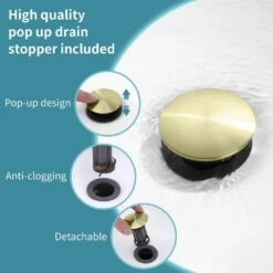 Brushed Gold 2-Handle Bathroom Faucet: 360° Rotating Spout, Crescent Moon Design -Tahanbath brushed gold tahanbath single hole bathroom faucets z t3177p277486 fa 1000