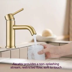 Bathroom Faucet Single Hole Modern Bathroom Sink Faucet Vanity Bathroom Faucet -Tahanbath brushed gold tahanbath single hole bathroom faucets z t3177p277501 1f 1000
