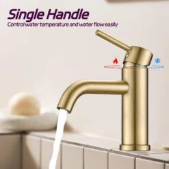Bathroom Faucet Single Hole Modern Bathroom Sink Faucet Vanity Bathroom Faucet -Tahanbath brushed gold tahanbath single hole bathroom faucets z t3177p277501 76 1000