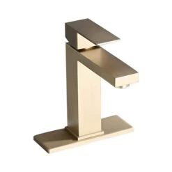 Bathroom Faucet Single Hole, Single Handle Faucet For Bathroom Sink With Deckplate And Drain Assembly In Brushed Gold
