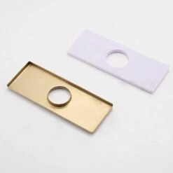 Bathroom Faucet Single Hole, Single Handle Faucet For Bathroom Sink With Deckplate And Drain Assembly In Brushed Gold -Tahanbath brushed gold tahanbath single hole bathroom faucets z w1224p195904 de 1000