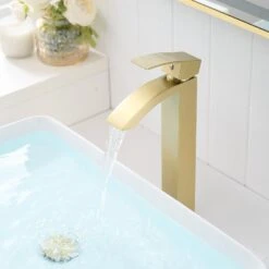 Brushed Gold Bathroom Faucet Single Hole Bathroom Faucet Modern Single Handle Vanity Basin Faucet -Tahanbath brushed gold tahanbath single hole bathroom faucets z w1932p288151 31 1000
