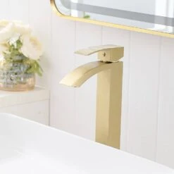 Brushed Gold Bathroom Faucet Single Hole Bathroom Faucet Modern Single Handle Vanity Basin Faucet -Tahanbath brushed gold tahanbath single hole bathroom faucets z w1932p288151 76 1000
