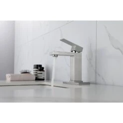 Waterfall Spout Bathroom Faucet, Single Handle Bathroom Vanity Sink Faucet White -Tahanbath brushed gold tahanbath single hole bathroom faucets z w928 67783 44 1000