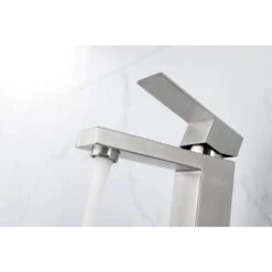 Waterfall Spout Bathroom Faucet, Single Handle Bathroom Vanity Sink Faucet White -Tahanbath brushed gold tahanbath single hole bathroom faucets z w928 67783 4f 1000