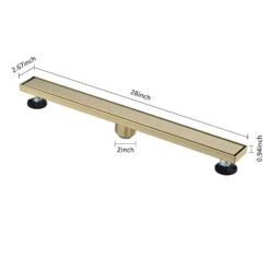 28 In. Hair Catchers And Strainers, 0.94 In. H X 2.67 In. D In Brushed Gold Stainless Steel Decorative Drain Cover -Tahanbath brushed gold tahanbath sink strainers y w2287 p151584 4f 1000