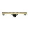 24in Square Shower Floor Drain With Flange, Pattern Grate Removable, Food-Grade SUS 304 Stainless Steel In Brushed Gold