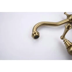 Double Handle Widespread Kitchen Faucet Standard Kitchen Faucet With Traditional Handles In Brushed Gold -Tahanbath brushed gold tahanbath standard kitchen faucets z w928p164195 44 1000