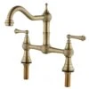 Double Handle Widespread Kitchen Faucet Standard Kitchen Faucet With Traditional Handles In Brushed Gold