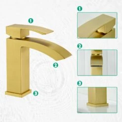 Waterfall Single Handle Single Hole Vessel Sink Faucet In Brushed Gold -Tahanbath brushed gold tahanbath vessel sink faucets kt ct nk0903 4f 1000