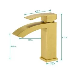 Waterfall Single Handle Single Hole Vessel Sink Faucet In Brushed Gold -Tahanbath brushed gold tahanbath vessel sink faucets kt ct nk0903 c3 1000