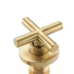 Double Handle Bathroom Faucet Wall Mounted Bathroom Sink Faucet In Brushed Gold -Tahanbath brushed gold tahanbath wall mounted faucets y w2287 p185563 44 1000