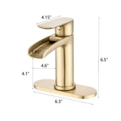 Brushed Nickel Waterfall Single-Handle Vanity Faucet, 1/3-Hole, W/Deck Plate & Pop-Up Drain -Tahanbath brushed gold tahanbath wall mounted faucets z k w1224p227673 c3 1000