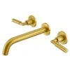3-Hole 2-Handles Brass Wall-Mount Bathroom Faucet In Brushed Gold