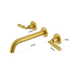 3-Hole 2-Handles Brass Wall-Mount Bathroom Faucet In Brushed Gold -Tahanbath brushed gold tahanbath wall mounted faucets z w1224p206893 c3 1000