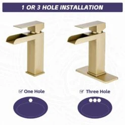 Single Handle Wall Mounted Bathroom Faucet With Deck Plate & Overflow Pop Up Drain In Brushed Gold -Tahanbath brushed gold tahanbath wall mounted faucets z w1224p224288 31 1000
