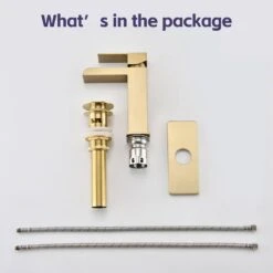 Single Handle Wall Mounted Bathroom Faucet With Deck Plate & Overflow Pop Up Drain In Brushed Gold -Tahanbath brushed gold tahanbath wall mounted faucets z w1224p224288 44 1000