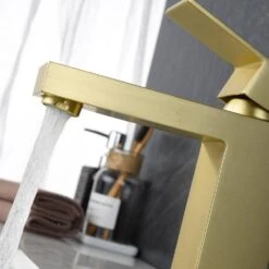 Gold Bathroom Faucet, Faucet For Bathroom Sink, Gold Single Hole Bathroom Faucet Modern Single Handle Basin Faucet -Tahanbath brushed gold tahanbath wall mounted faucets z w1932p156127 76 1000