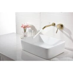 Wall Mounted Bathroom Sink Single Lever Handle Faucet With Pop-Up Drain (No Overflow) -Tahanbath brushed gold tahanbath wall mounted faucets z w928p261570 76 1000